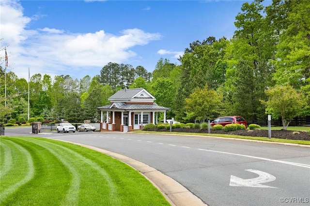 view of road featuring curbs