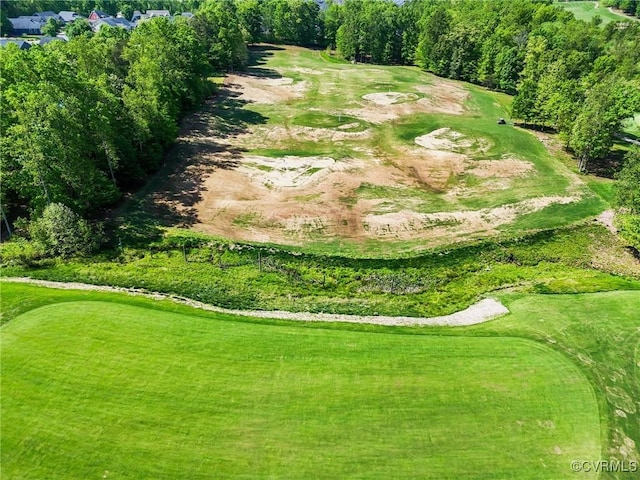 aerial view featuring view of golf course
