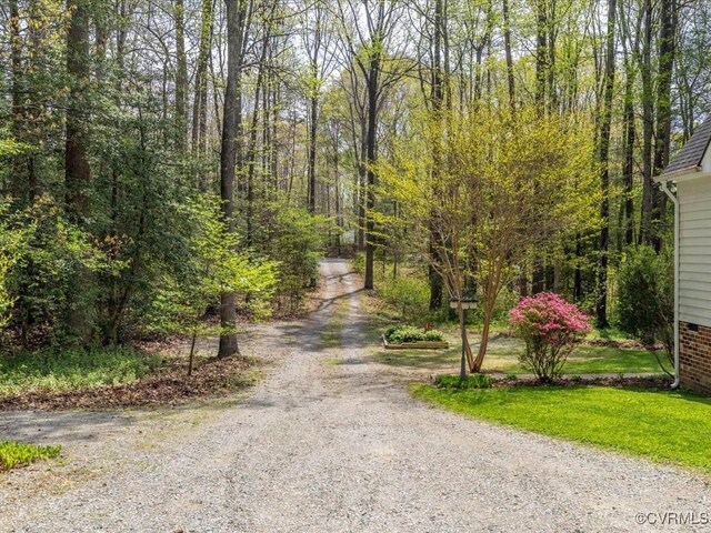 2004 Westwood Ct, Powhatan, VA 23139 - view of dirt / gravel road featuring a wooded view