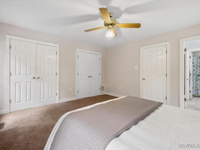 2004 Westwood Ct, Powhatan, VA 23139 - carpeted bedroom with multiple closets, baseboards, and a ceiling fan