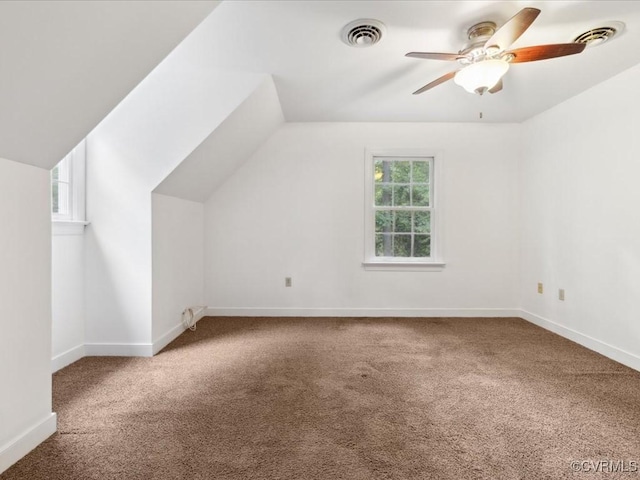 2004 Westwood Ct, Powhatan, VA 23139 - additional living space with carpet floors, lofted ceiling, ceiling fan, and baseboards