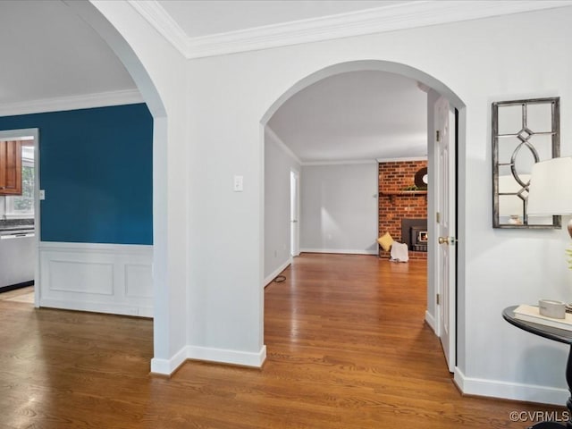 2004 Westwood Ct, Powhatan, VA 23139 - hall with wood finished floors and crown molding