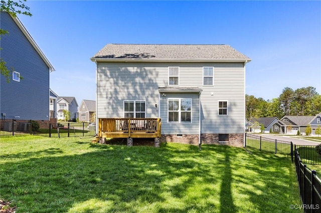 10001 Craftsbury Dr, Midlothian, VA 22312 - back of property with a residential view, crawl space, and a deck