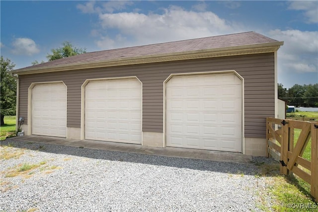 view of detached garage