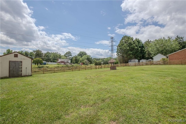 view of yard with a storage unit and an outdoor structure