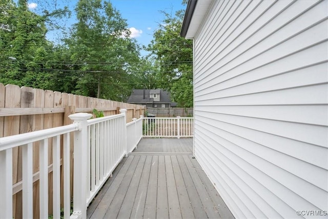deck featuring a fenced backyard