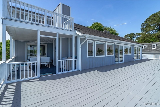 2215 Ditchley Rd, Kilmarnock, VA 22482 - wooden terrace featuring a sunroom