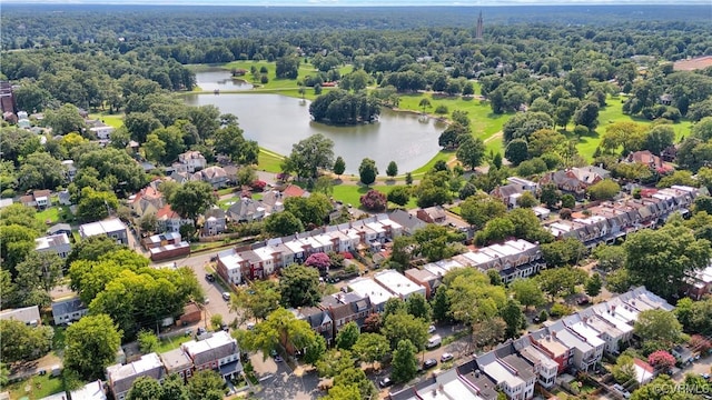 2111 Maplewood Ave, Richmond, VA 23220 - bird's eye view with a residential view, a water view, and a wooded view