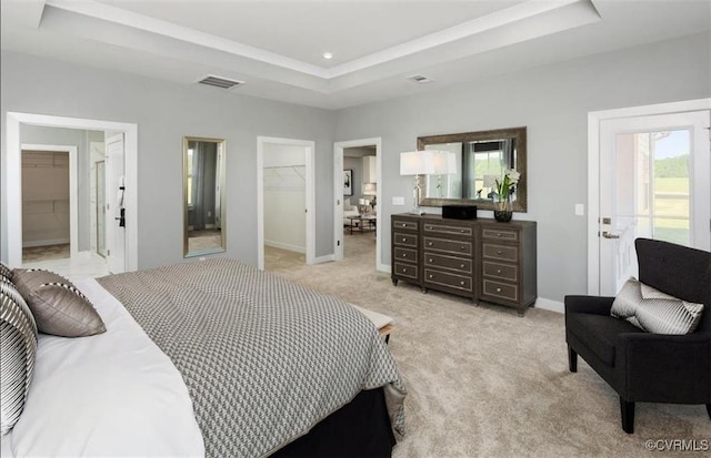 3 Abercrombie Dr, Chesterfield, VA 23838 - bedroom with a walk in closet, a raised ceiling, a closet, light carpet, and baseboards