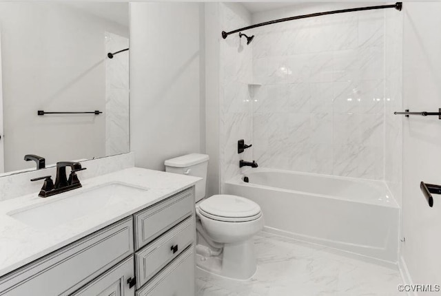 1 Abercrombie Dr, Chesterfield, VA 23838 - bathroom with vanity, toilet, washtub / shower combination, and marble look tile flooring