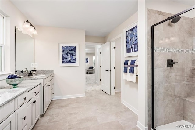 2 Abercrombie Dr, Chesterfield, VA 23838 - bathroom featuring vanity, a stall shower, and baseboards