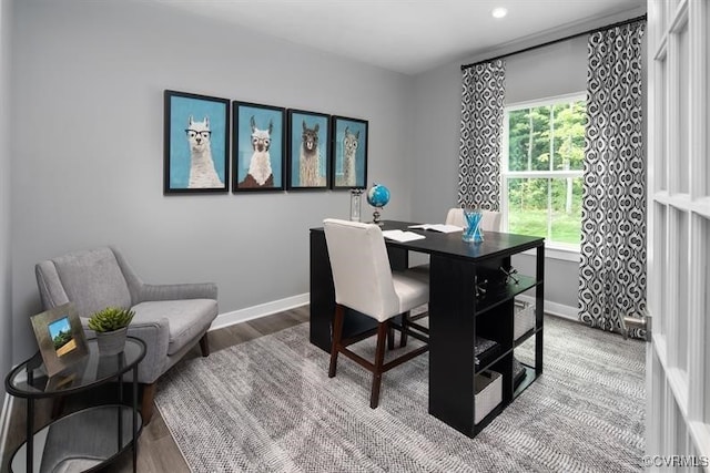 6 Abercrombie Dr, Chesterfield, VA 23838 - office with baseboards, wood finished floors, and recessed lighting