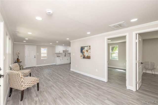 1701 Arlington Rd, Hopewell, VA 23860 - sitting room with baseboards, ornamental molding, recessed lighting, and visible vents