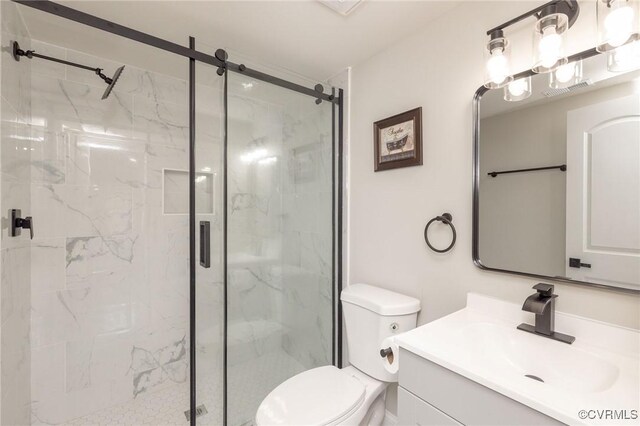 1701 Arlington Rd, Hopewell, VA 23860 - bathroom with toilet, a marble finish shower, and vanity