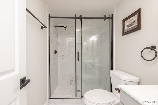 1701 Arlington Rd, Hopewell, VA 23860 - full bathroom featuring toilet, a marble finish shower, marble finish floor, and vanity