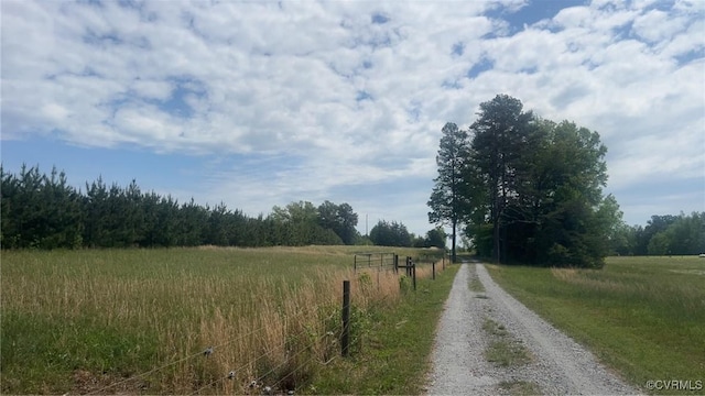 view of street with a rural view