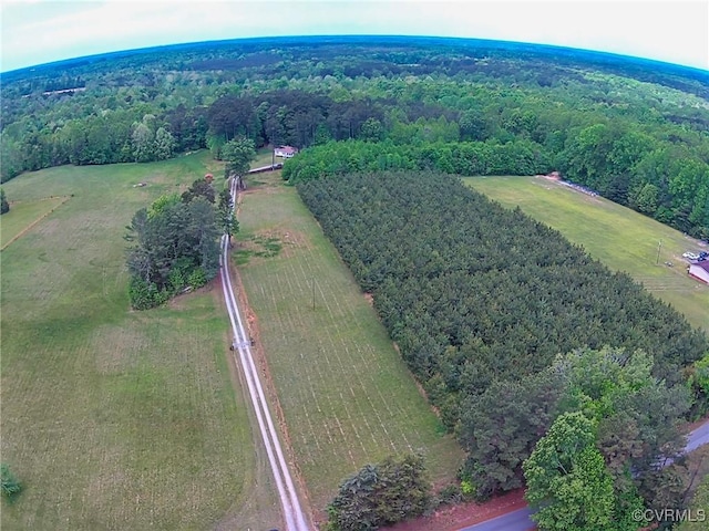 aerial view with a forest view and a rural view