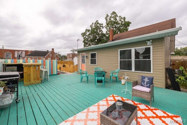 deck featuring fence