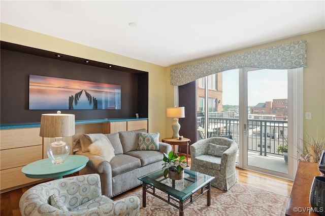 living area featuring wood finished floors