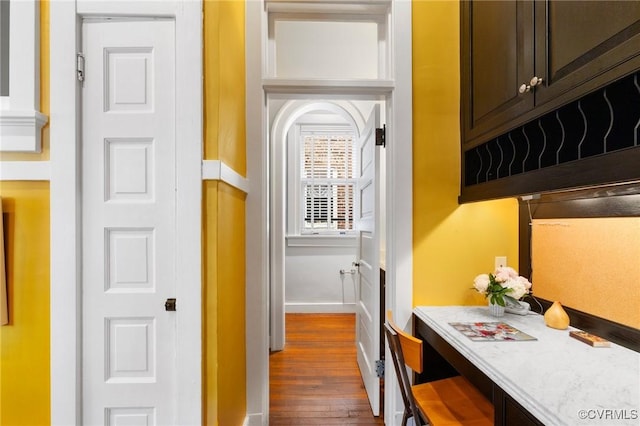 2218 Monument Ave, Richmond, VA 23220 - doorway to outside with dark wood-style floors and baseboards
