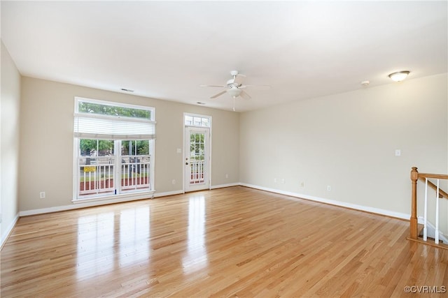 605 Spring St Unit P, Richmond, VA 23220 - unfurnished room with ceiling fan, light wood-type flooring, and baseboards