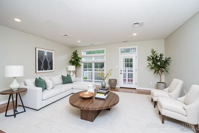 605 Spring St Unit P, Richmond, VA 23220 - living area with wood finished floors, recessed lighting, and baseboards