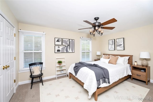 605 Spring St Unit P, Richmond, VA 23220 - bedroom featuring light carpet, baseboards, a closet, and ceiling fan