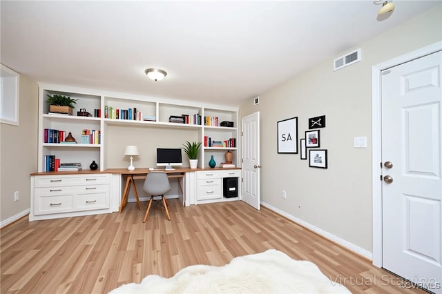 605 Spring St Unit P, Richmond, VA 23220 - office area with built in study area, light wood-style floors, and baseboards