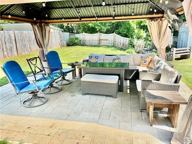 10701 Hamiltons Xing, Fredericksburg, VA 22408 - view of patio featuring a gazebo, outdoor lounge area, and a fenced backyard