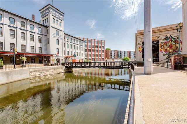 dock area featuring a water view