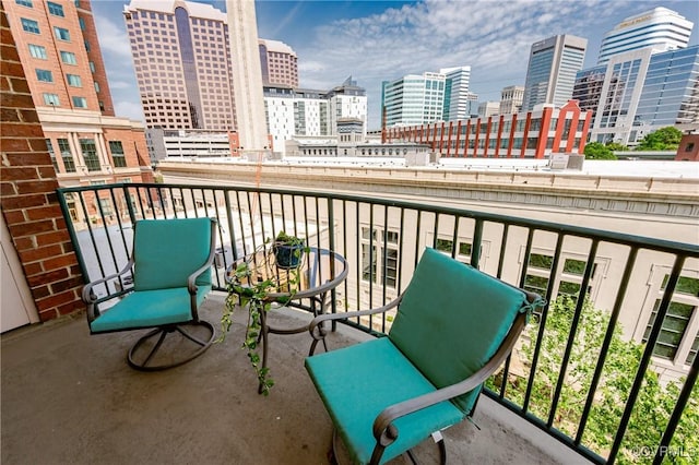 balcony with a view of city