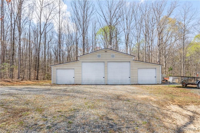 view of detached garage