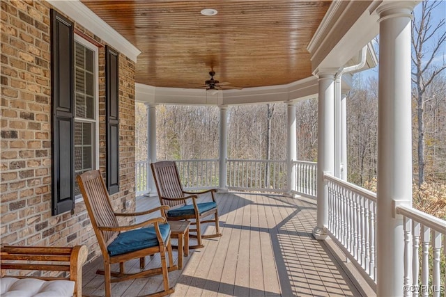 sunroom with a ceiling fan