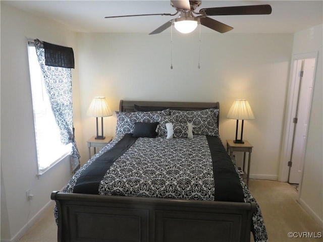 1632 Chestnut Park Ln, Richmond, VA 23222 - bedroom with baseboards, ceiling fan, and light colored carpet