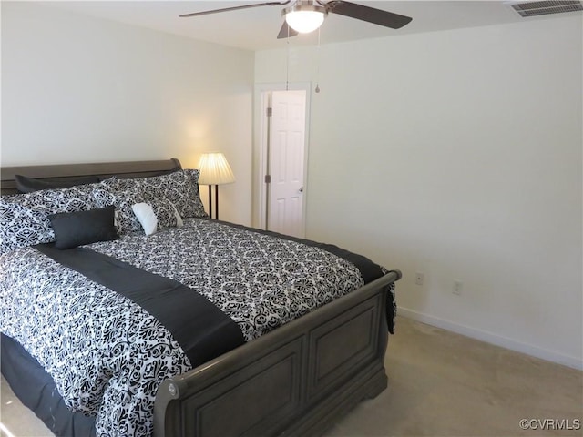 1632 Chestnut Park Ln, Richmond, VA 23222 - bedroom featuring baseboards, light carpet, a ceiling fan, and visible vents