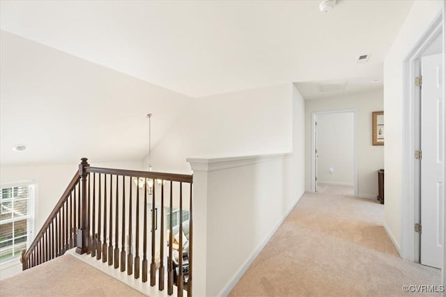 7315 Cornus Ave, Chesterfield, VA 23832 - hall with carpet flooring, baseboards, an upstairs landing, and visible vents