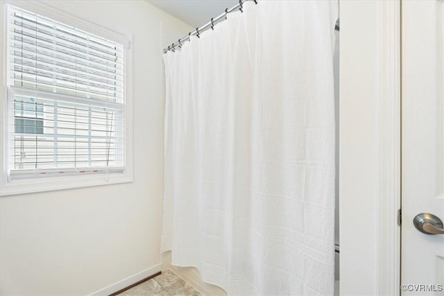 7315 Cornus Ave, Chesterfield, VA 23832 - bathroom featuring baseboards, tile patterned flooring, and a shower with curtain