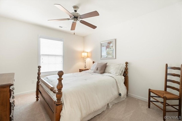 7315 Cornus Ave, Chesterfield, VA 23832 - bedroom featuring baseboards, ceiling fan, visible vents, and light colored carpet