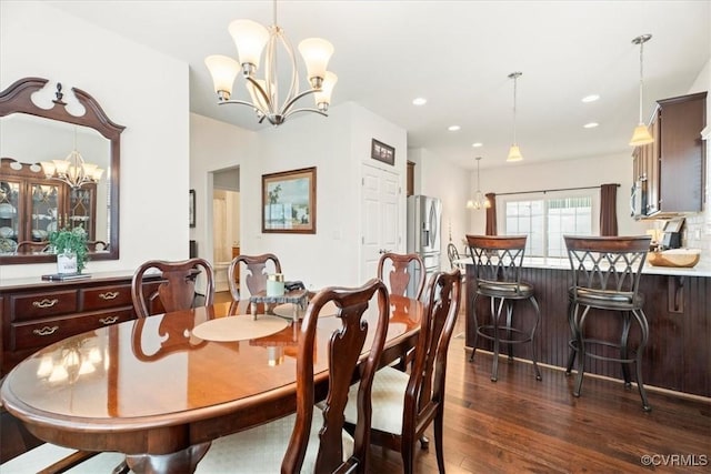 7315 Cornus Ave, Chesterfield, VA 23832 - dining room featuring a notable chandelier, recessed lighting, and dark wood-style floors