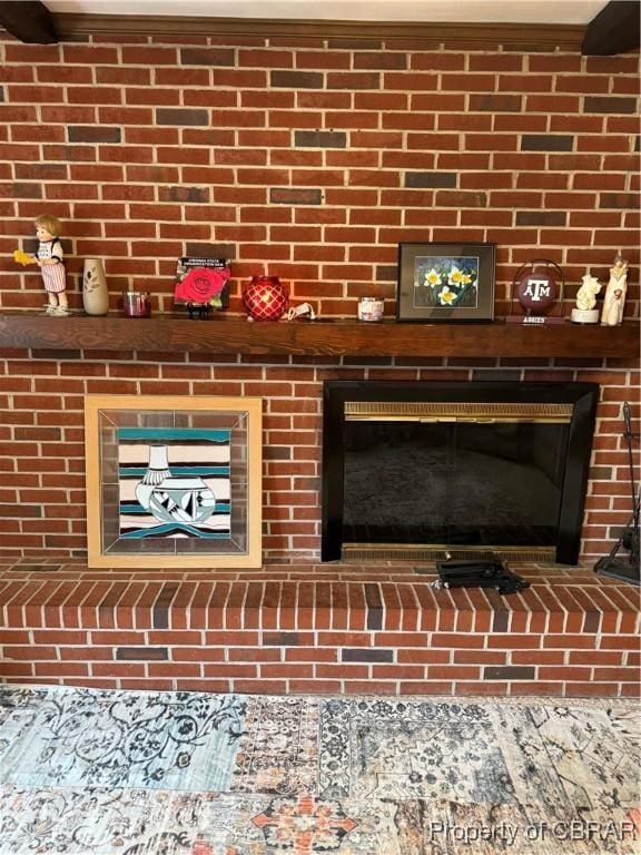 79 Blue Crab Dr, Moon, VA 23109 - room details featuring a brick fireplace