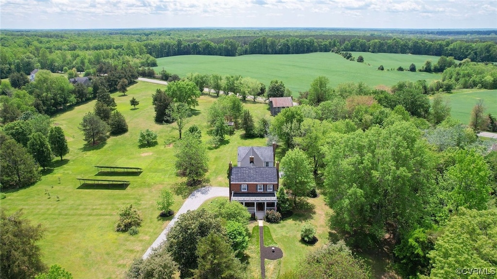 drone / aerial view with a rural view