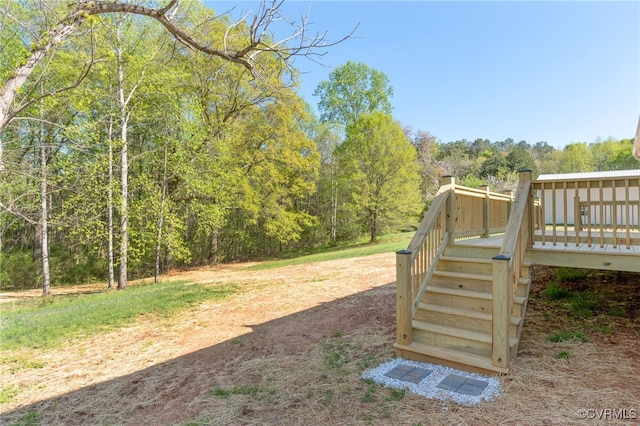 0 Union Church Rd, Palmyra, VA 22963 - view of yard featuring stairway, a wooden deck, and a wooded view
