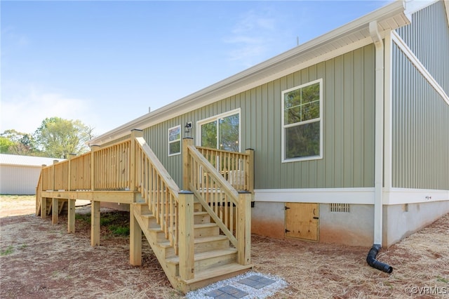0 Union Church Rd, Palmyra, VA 22963 - rear view of property featuring crawl space, a wooden deck, and stairway