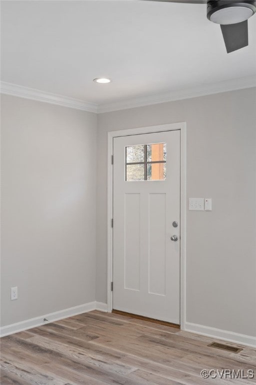 0 Union Church Rd, Palmyra, VA 22963 - interior space with recessed lighting, baseboards, visible vents, crown molding, and light wood-style floors