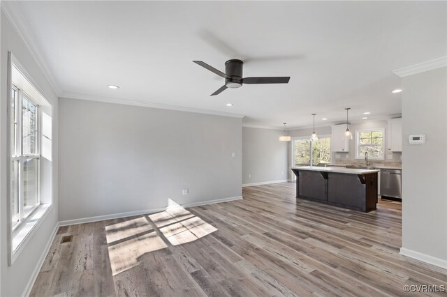 0 Union Church Rd, Palmyra, VA 22963 - unfurnished living room featuring light wood-style flooring, ornamental molding, and recessed lighting