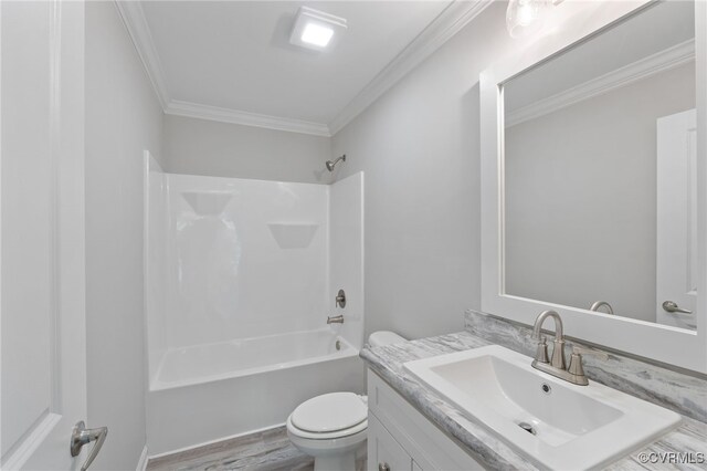 0 Union Church Rd, Palmyra, VA 22963 - full bath with toilet, wood finished floors, vanity, crown molding, and bathing tub / shower combination
