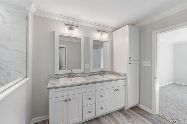 0 Union Church Rd, Palmyra, VA 22963 - bathroom featuring a sink, double vanity, ornamental molding, and baseboards