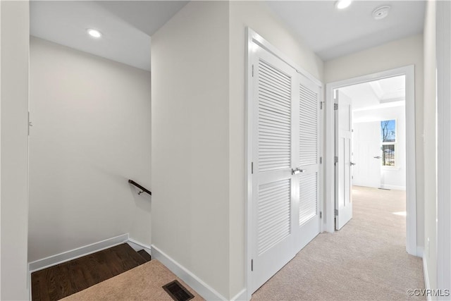 1255 Lazy River Rd, Chesterfield, VA 23114 - corridor with baseboards, visible vents, recessed lighting, and carpet floors