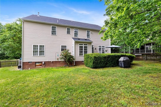 back of property featuring crawl space