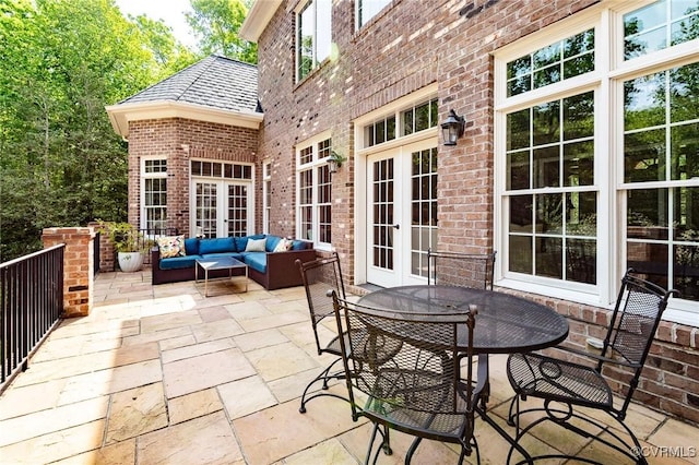 view of patio featuring an outdoor hangout area and french doors